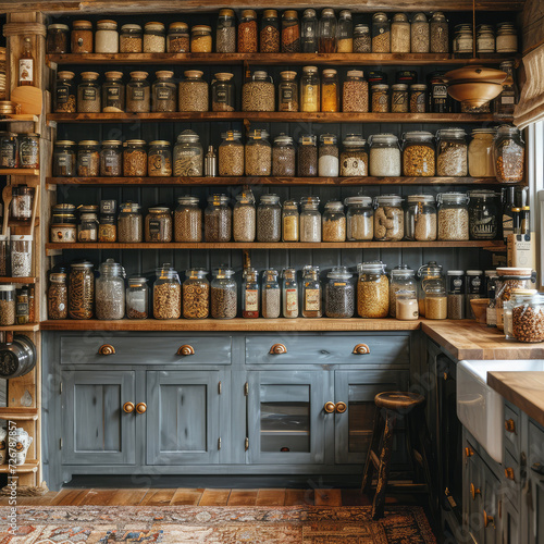 Open Shelving Displaying Spices in Bohemian-Style Kitchen