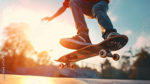 Skateboarding Practice Freestyle Extreme Sports Concept 