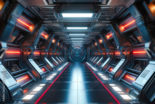 Space station or spaceship Sci-Fi style corridor or room concept