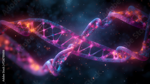 Human DNA structure, 3D illustration of helical DNA molecule