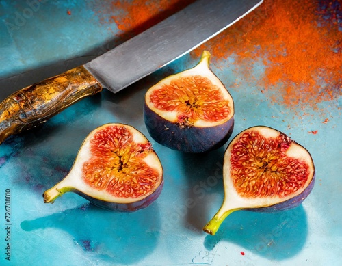 figs cut in half on a kitchen top 