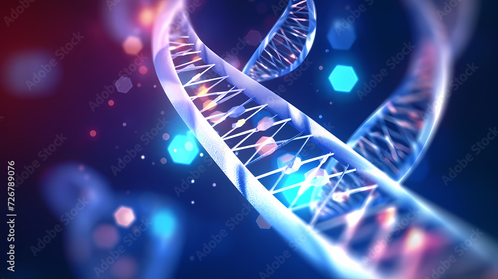 Helix DNA polygonal wireframe molecule helix, medical concept background