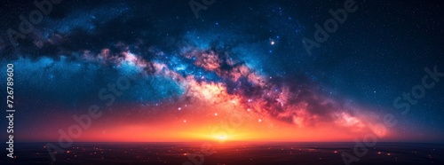Dawn of the Cosmos: A Majestic Panorama of Colorful Intergalactic Splendor at the Horizon of Creation
