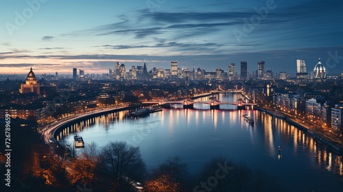 A View of a City and River at Night photo