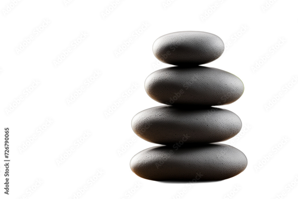 stack of stones on transparent background, four massage stones balanced in a tower stack of stones on transparent background, four massage stones balanced in a tower