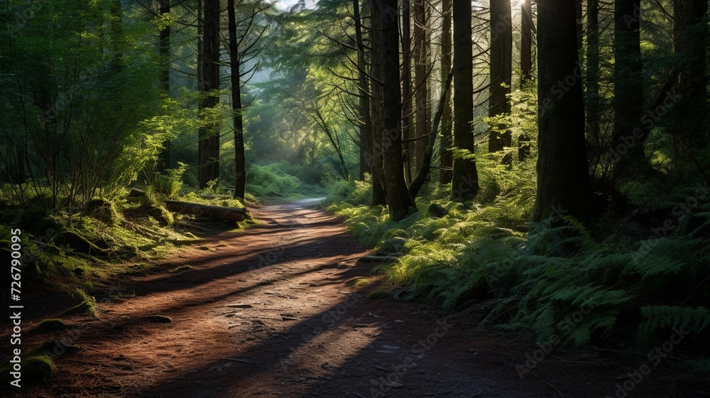 Fototapeta premium A Dirt Road in the Middle of a Forest