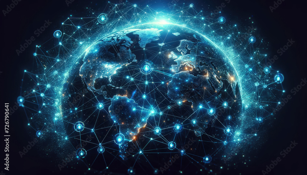 Global Network Connections with Digital World Map Global Network Connections with Digital World Map