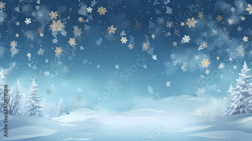 Snowflake background, snowflake border, winter holiday background, soft colors and dreamy atmosphere © Derby