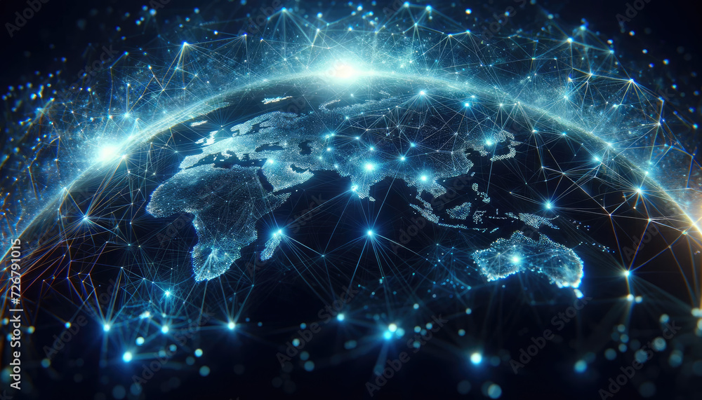 Global Network Connections with Digital World Map Global Network Connections with Digital World Map