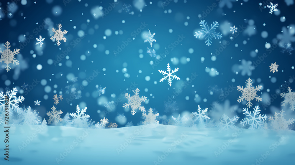 Naklejka premium Wonderful scene formed by snowflakes, winter background