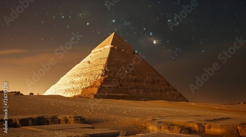 beautiful pyramid of giza night view in high resolution