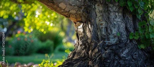 The tree's trunk teems with vitality. photo