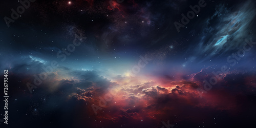 Cosmic landscape  galaxy  bright cluster of stars  cosmic dust 