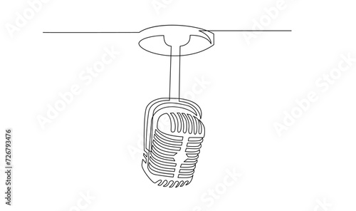 Continuous Line Drawing of Vector wired microphone icon design