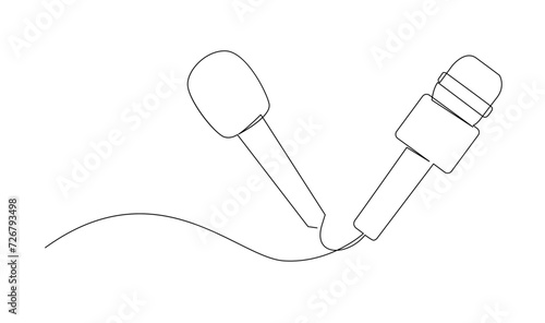 Continuous Line Drawing of Vector wired microphone icon design