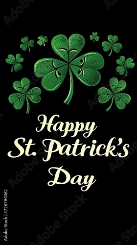  "Happy St. Patrick's Day" logo, black background,  