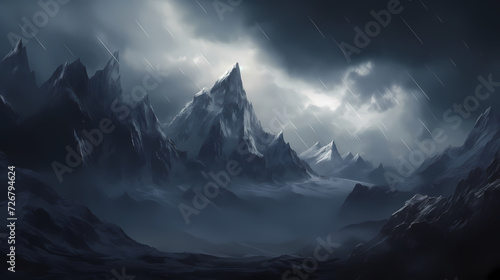 Stunning mountains, panoramic peaks PPT background