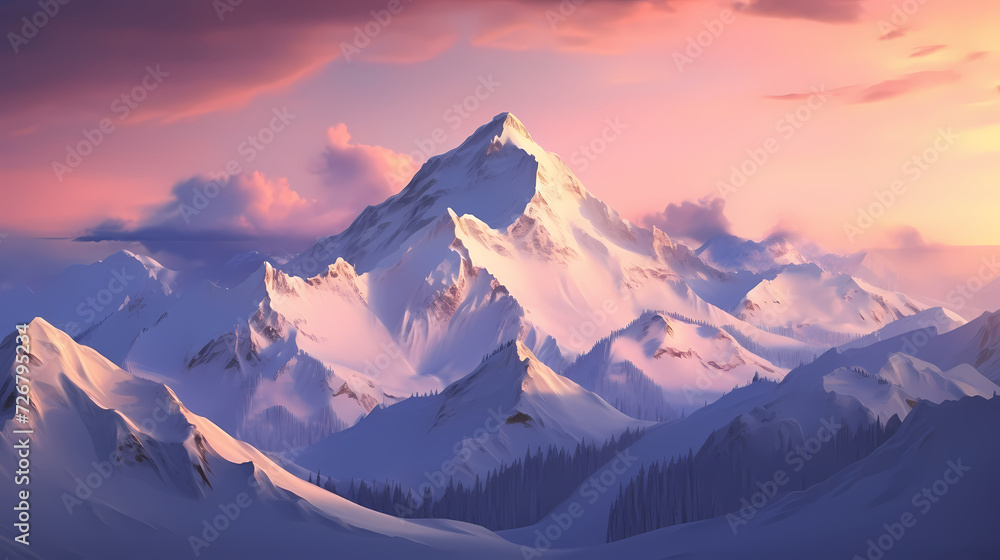 Stunning mountains, panoramic peaks PPT background Stunning mountains, panoramic peaks PPT background