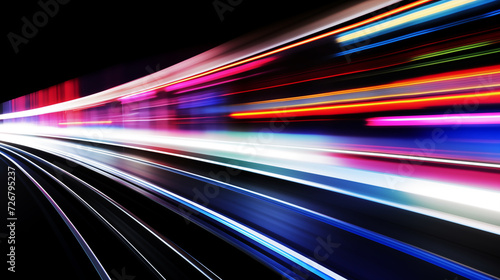 Light beams blurred in motion, illustration of speed