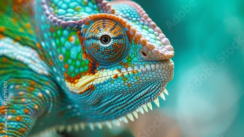 Detailed Close-up of Chameleon's Eye