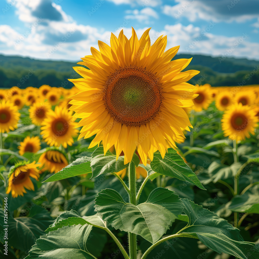 Fototapeta premium Breathtaking Sunflower in the Sunflower Field
