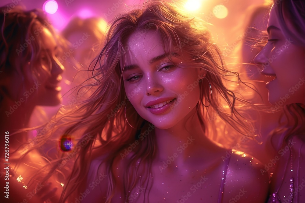 A beaming girl with long, wet magenta hair and sparkling makeup adorns her face, radiating confidence and femininity through her unique style and captivating smile A beaming girl with long, wet magenta hair and sparkling makeup adorns her face, radiating confidence and femininity through her unique style and captivating smile