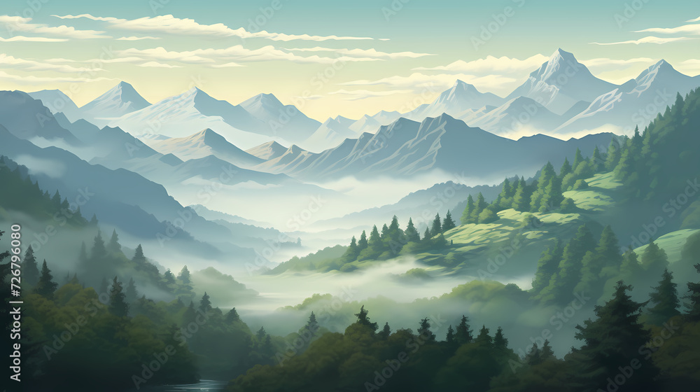 Fototapeta premium Stunning mountains, panoramic peaks PPT background