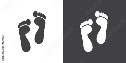 Human bare walk footprints, Flat Footsteps icon. Simple black footprints icon. Vector illustration of Human footprint isolated icon. Foot, step flat simple symbol.