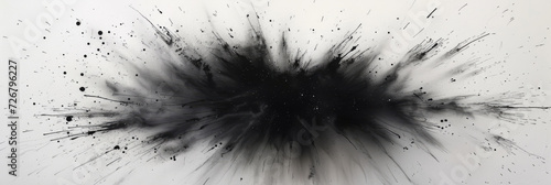 a black splash painting on white background, Black charcoal powder dust paint white explosion explode burst isolated splatter abstract. black smoke particles explosive