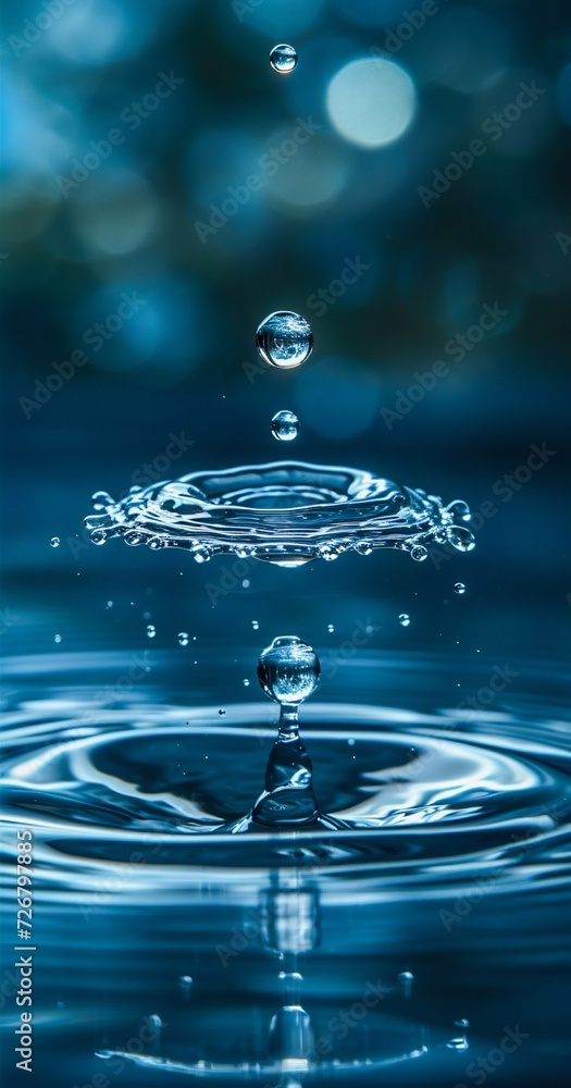 Elegant Water Droplet Captured in Mid-Air. Generative ai