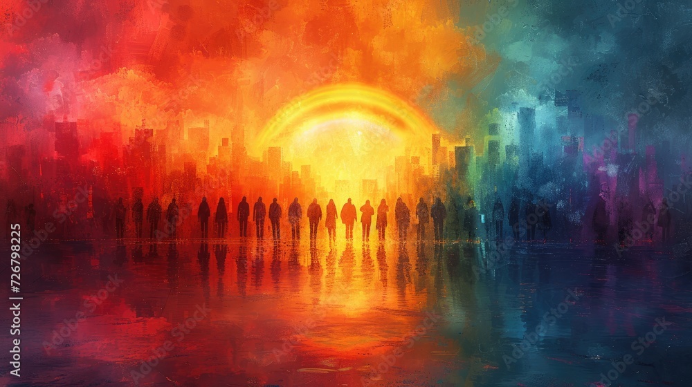 Fototapeta premium Digital painting of a peaceful march for women's rights