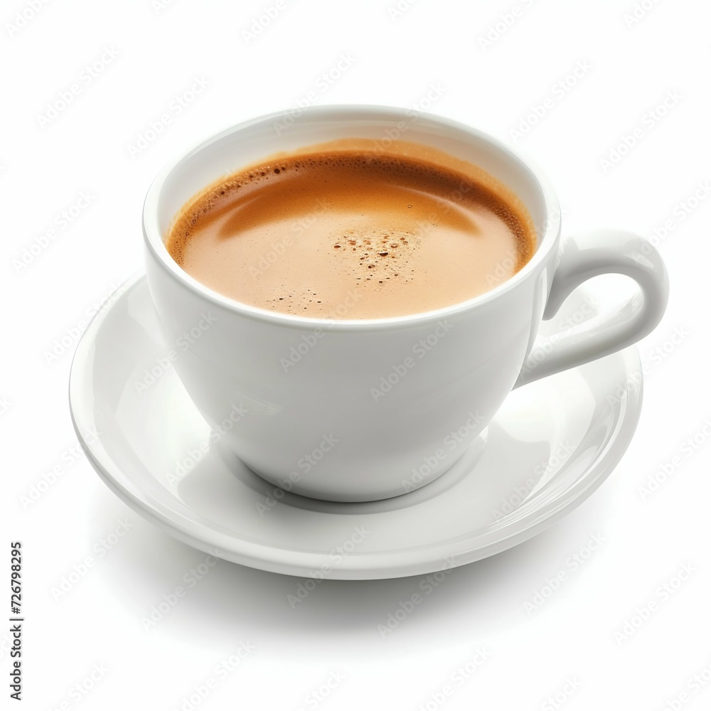 Coffee in a White Cup on a Saucer. Generative ai Coffee in a White Cup on a Saucer. Generative ai