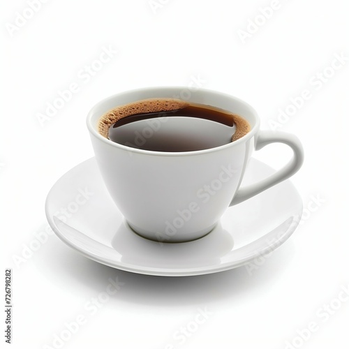 Coffee in a White Cup on a Saucer. Generative ai