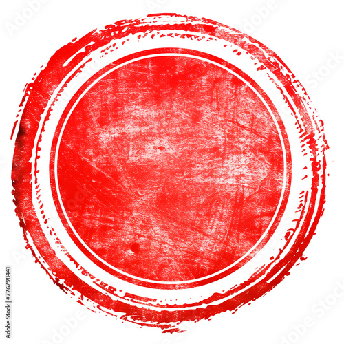 red stamp mark, top view, white background photo