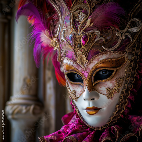 Elegant Venetian Mask in Venice - Traditional Carnival Portrait