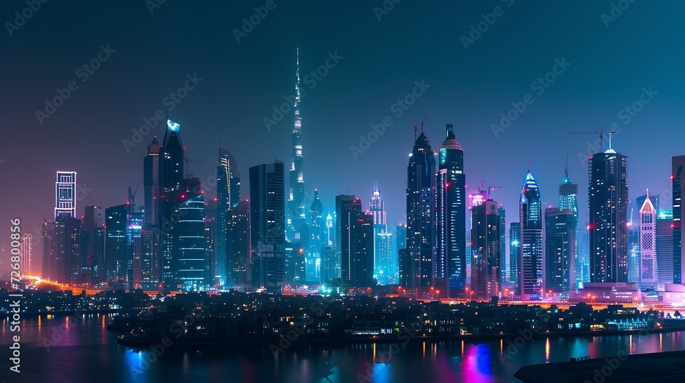 the skyline of dubai at night : Generative AI