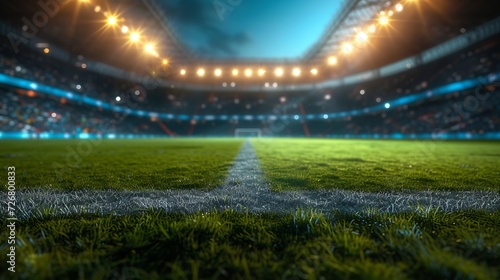 Photo of a soccer stadium at night. The stadium was made in 3d without using existing references. : Generative AI © Generative AI