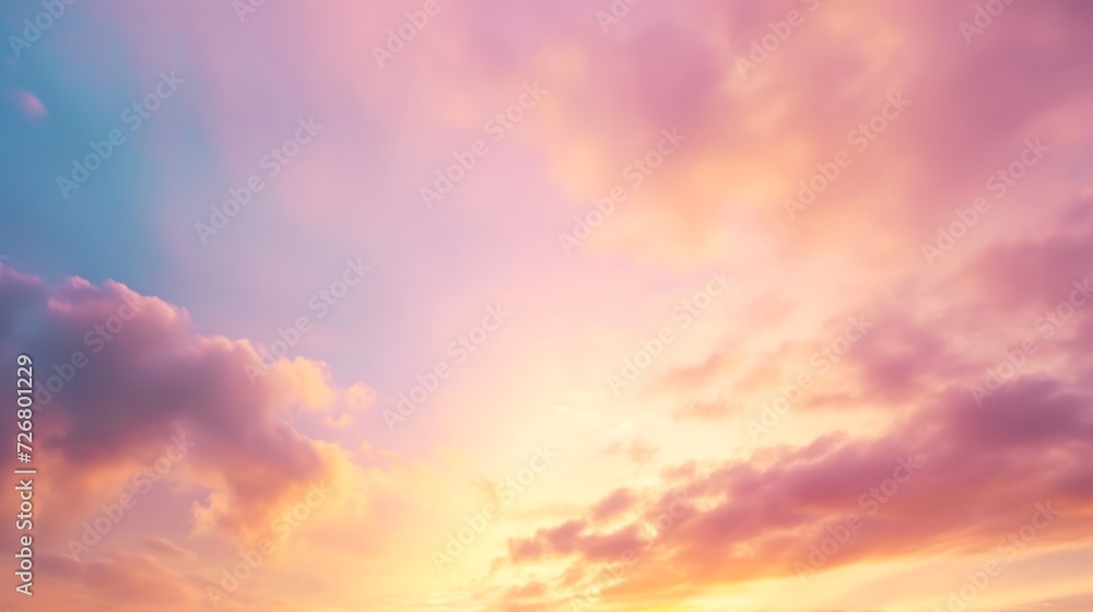 Colorful cloudy sky at sunset. Gradient color. Sky texture, abstract nature background : Generative AI