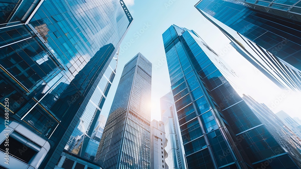 Toned image of modern office buildings in central Hong Kong. : Generative AI Toned image of modern office buildings in central Hong Kong. : Generative AI