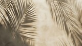 Empty palm shadow brown color texture pattern cement wall background. Used for presentation business nature organic cosmetic products for sale shop online. Summer tropical beach with m : Generative AI
