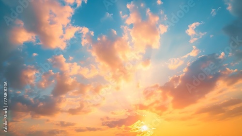 Sunset sky for background or sunrise sky and cloud at morning. : Generative AI