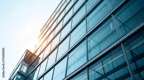 Modern office building with facade of glass   Generative AI