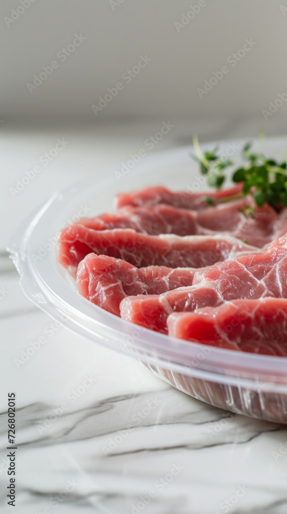 Raw Meat in a Plastic Container With Parsley