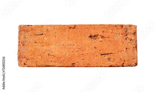 Single old cracked red or orange brick isolated on white background with clipping path © nathamag11