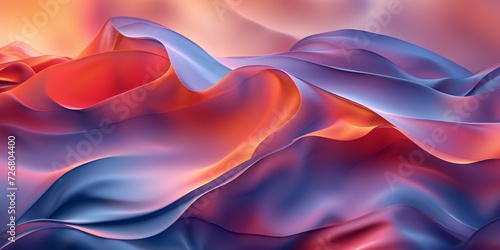 The abstract pattern of red, blue, and orange hued shades, presented in the style of minimalist backgrounds and futuristic chromatic waves.