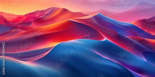 The abstract pattern of red, blue, and orange hued shades, presented in the style of minimalist backgrounds and futuristic chromatic waves.