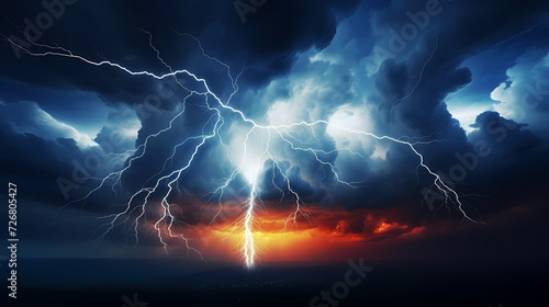 Lightning storm over natural landscape