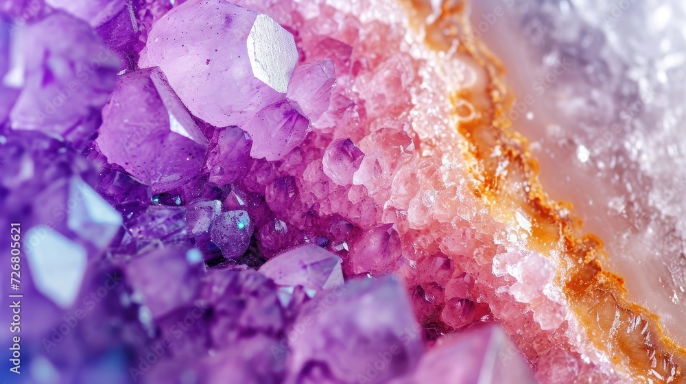 Close-up of a colorful crystal geode, showcasing vibrant hues and intricate formations. Ai Generated Close-up of a colorful crystal geode, showcasing vibrant hues and intricate formations. Ai Generated