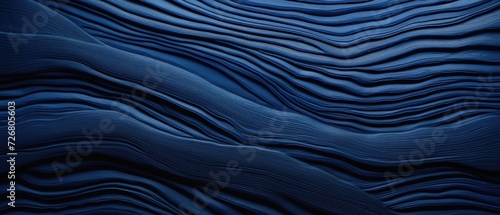 An intriguing abstract closeup of detailed organic dark blue wooden waving waves on a wall  Ai Generated.