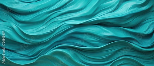 Detailed and intriguing, an abstract closeup of organic turquoise and aquamarine wooden waving waves, Ai Generated.